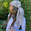 Load image into Gallery viewer, Delicate Cream Floral Toile Square Head Scarf