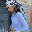 Load image into Gallery viewer, Black and White Floral Square Head Scarf