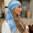 Load image into Gallery viewer, Blue Missoni Inspired Square Head Scarf