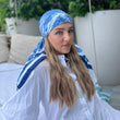 Load image into Gallery viewer, Blue Jungle Toile Square Head Scarf