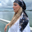 Load image into Gallery viewer, Black Mockingbird Floral Square Head Scarf