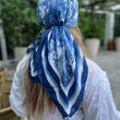 Load image into Gallery viewer, Blue Jungle Toile Square Head Scarf