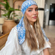 Load image into Gallery viewer, Blue Missoni Inspired Square Head Scarf