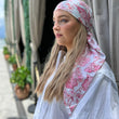 Load image into Gallery viewer, Pink Blossom on Cream Square Head Scarf