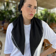 Load image into Gallery viewer, CLASSIC PRETIED Scalloped White on Black (with Velvet Grip)