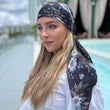 Load image into Gallery viewer, Black Mockingbird Floral Square Head Scarf