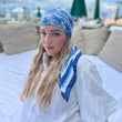 Load image into Gallery viewer, Blue Jungle Toile Square Head Scarf