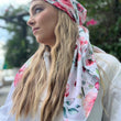 Load image into Gallery viewer, Cherry Red Bloom Square Head Scarf
