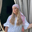 Load image into Gallery viewer, Pink Blossom on Cream Square Head Scarf