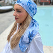 Load image into Gallery viewer, Blue Blossom Square Head Scarf