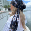 Load image into Gallery viewer, Black Mockingbird Floral Square Head Scarf