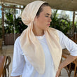 Load image into Gallery viewer, CLASSIC PRETIED Scalloped Cream Champagne (with Velvet Grip)