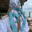 Load image into Gallery viewer, Sage Leaf Border Square Head Scarf
