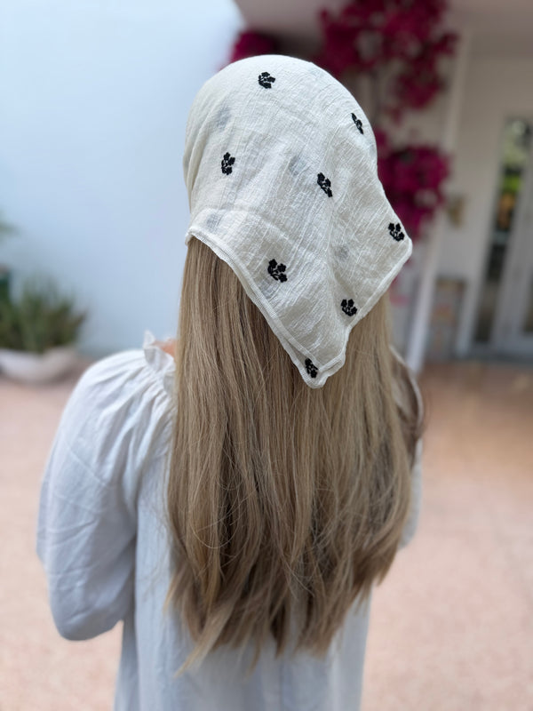 Solid Floral Embroidery Bandanas