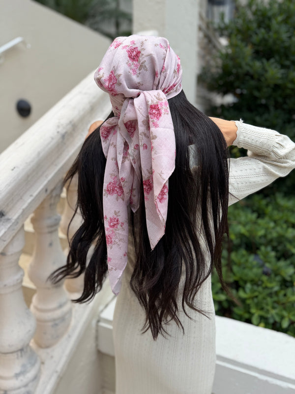 Rosewood Petals Square Head Scarf