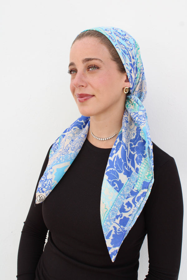 Europe Blues Square Head Scarf