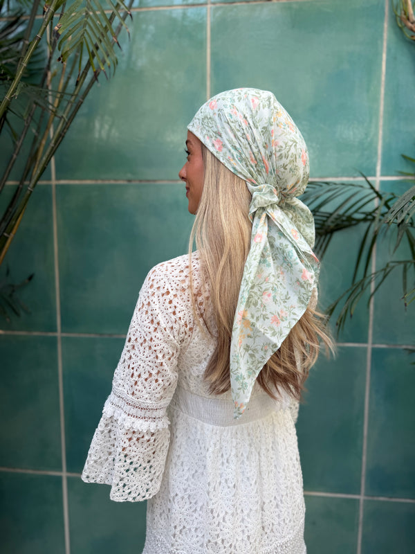 Mint Garden Square Head Scarf