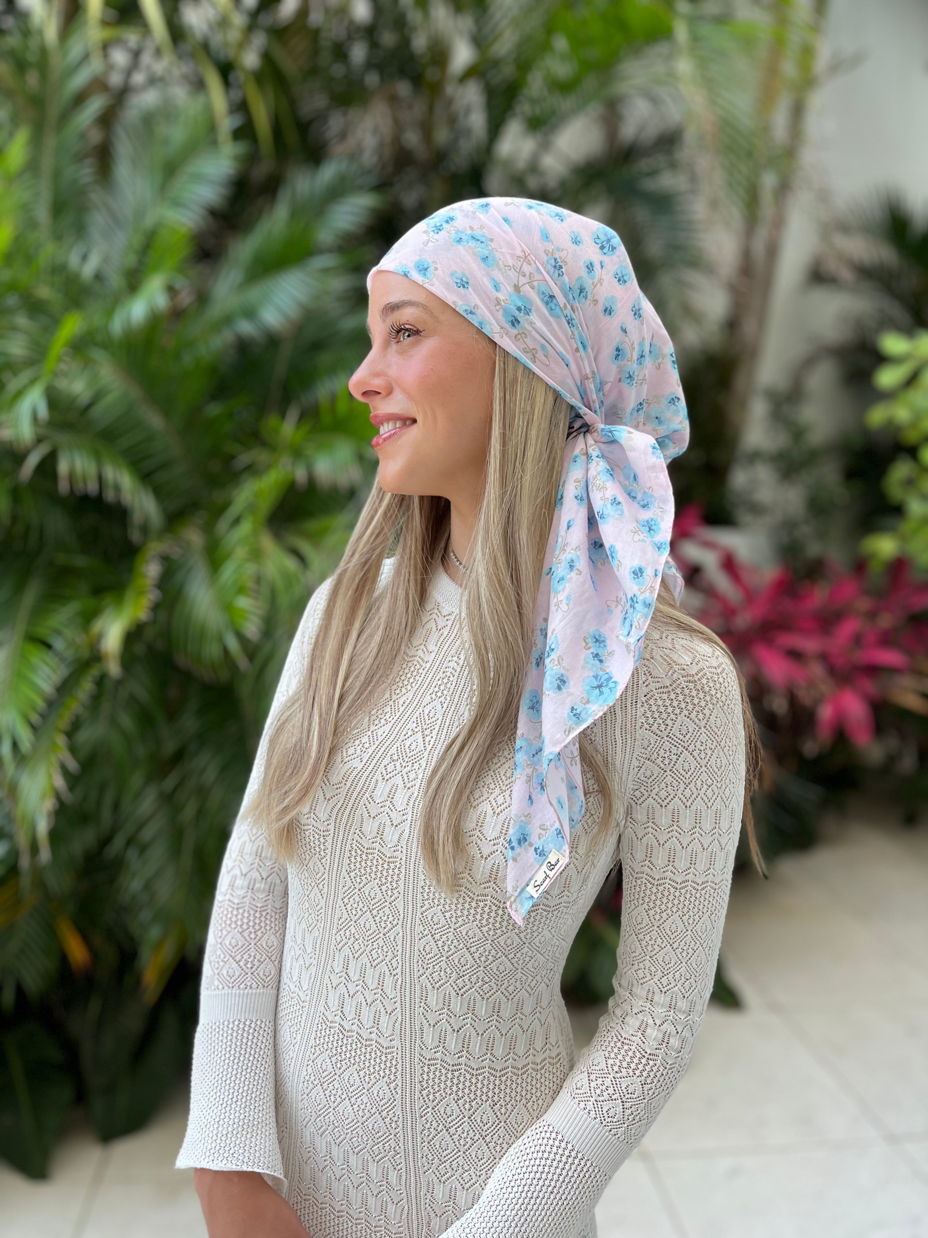 Viola Floral Square Head Scarf – Scarf Bar - Main Image