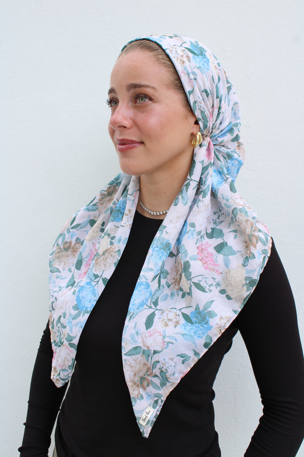 CLASSIC PRETIED Pastel Garden Head Scarf (WITH VELVET GRIP)