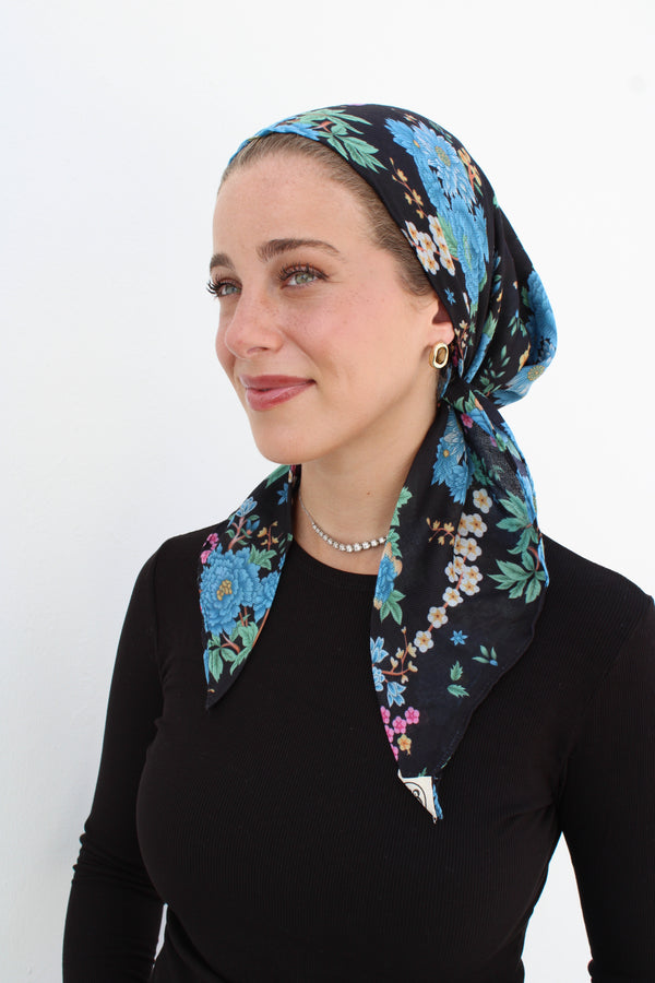 Sapphire Florals Square Head Scarf