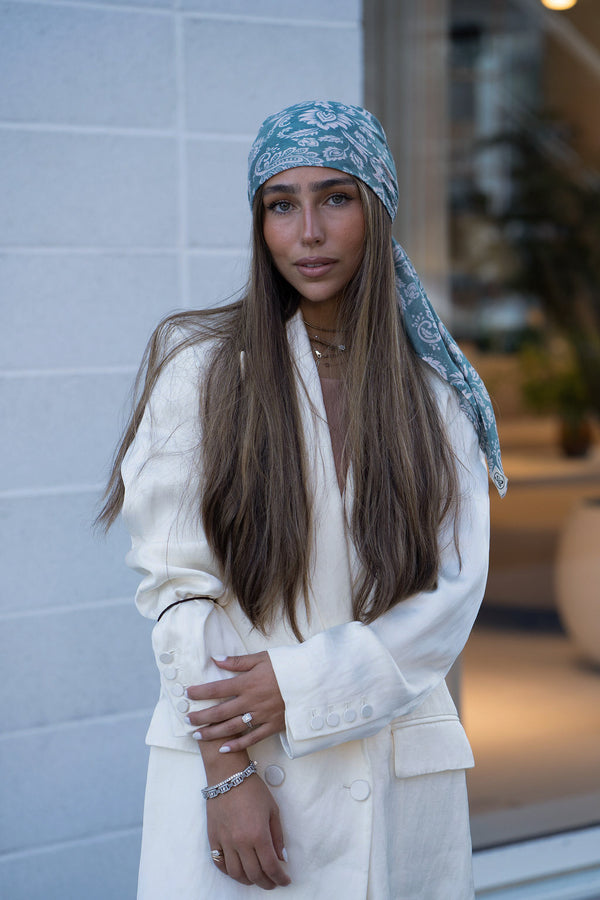 Sage Motifs Square Head Scarf