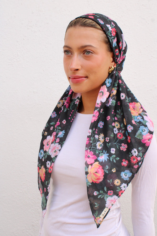 CLASSIC PRETIED Painted Petal Head Scarf (WITH VELVET GRIP)
