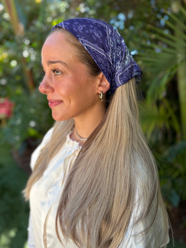 Denim Paisley Patchwork Bandana