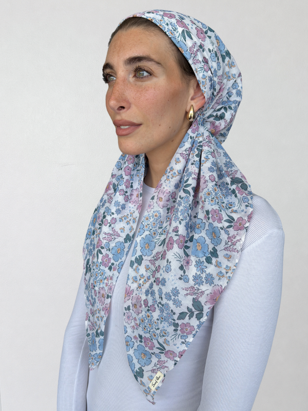 CLASSIC PRETIED Ditsy Meadow Head Scarf (WITH VELVET GRIP)