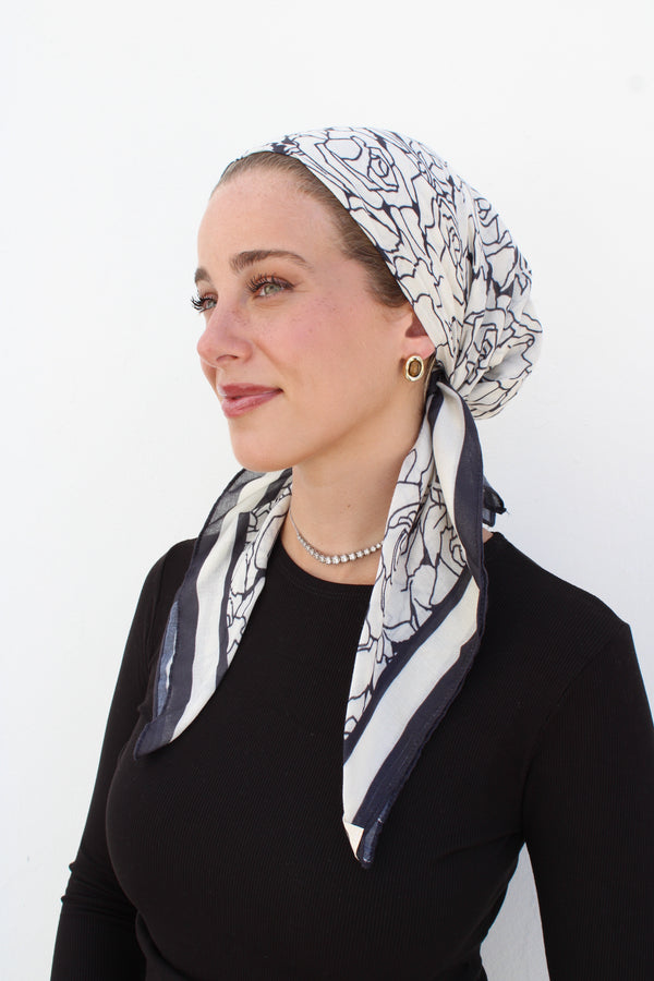 Cream Rose Square Head Scarf