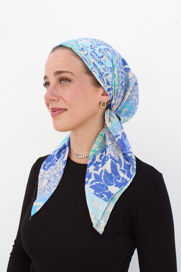 Europe Blues Square Head Scarf