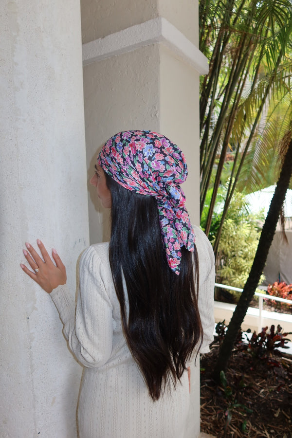 Ditsy Noir Square Head Scarf