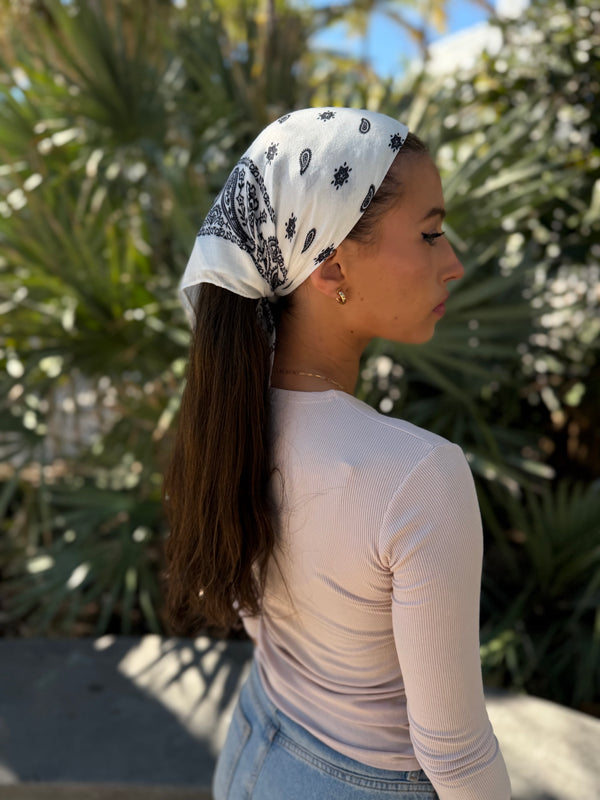 Paisley White Bandana