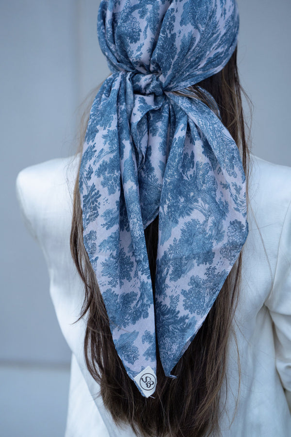 Forest Green Toile Square Head Scarf