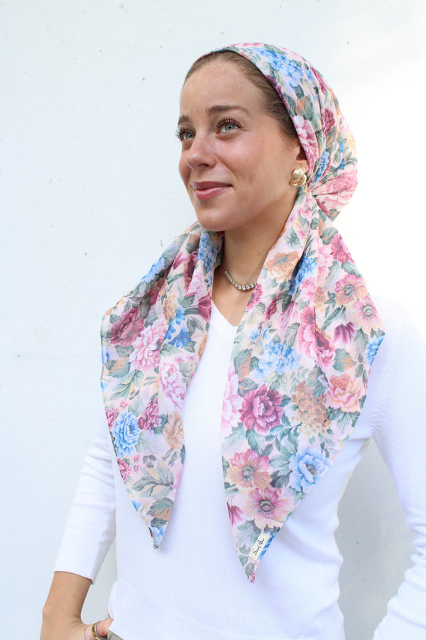 CLASSIC PRETIED English Garden Head Scarf (WITH VELVET GRIP)