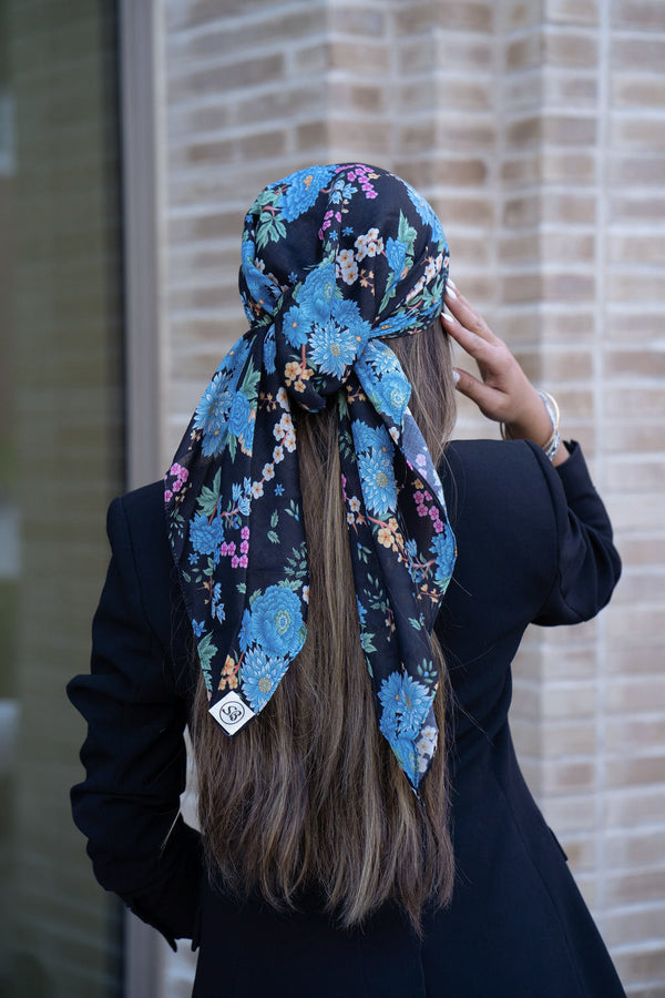 Sapphire Florals Square Head Scarf