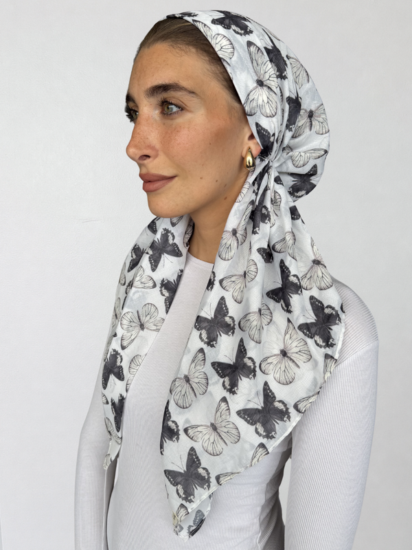 CLASSIC PRETIED Noir Monarch Head Scarf (WITH VELVET GRIP)