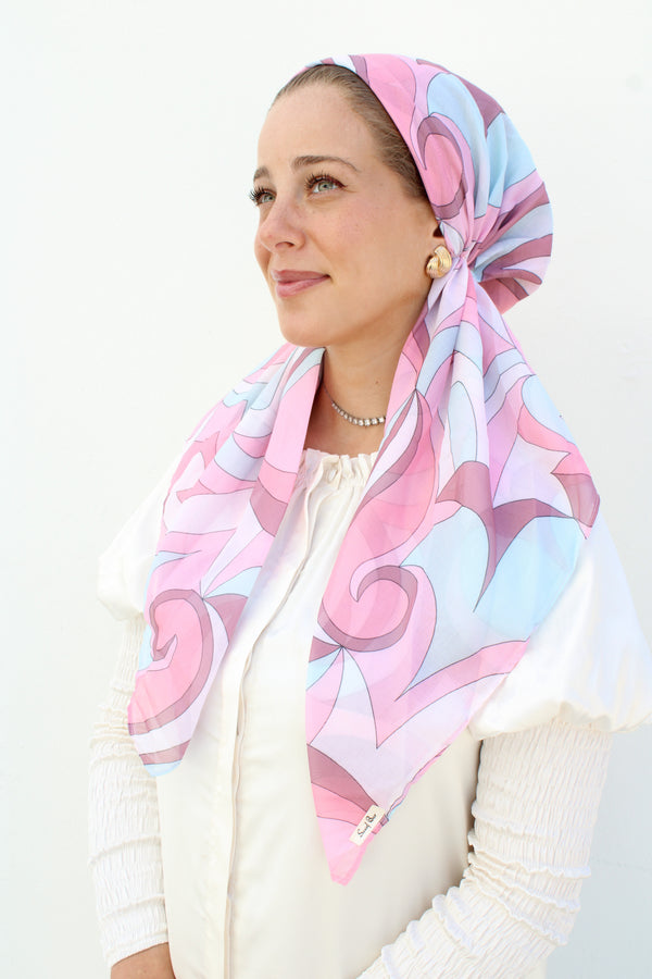 CLASSIC PRETIED Inspired Pastel Swirl Head Scarf