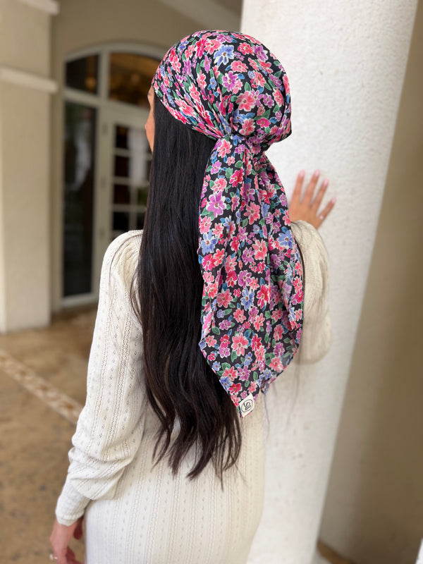Ditsy Noir Square Head Scarf