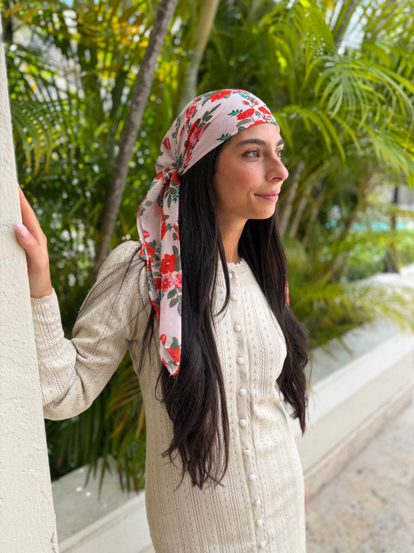 Scarlet Garden Square Head Scarf