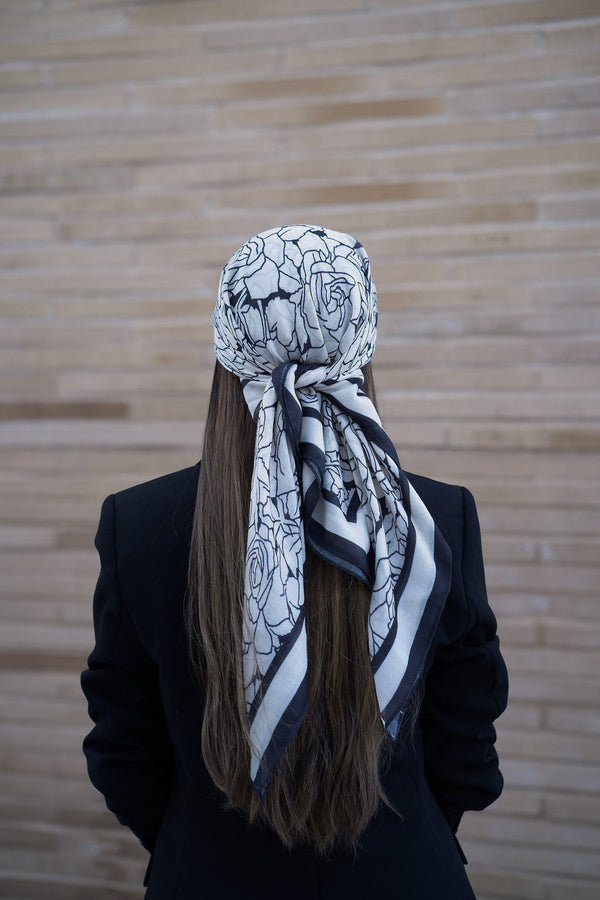 Cream Rose Square Head Scarf