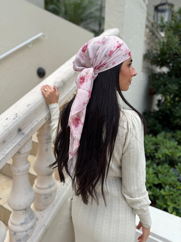 Rosewood Petals Square Head Scarf