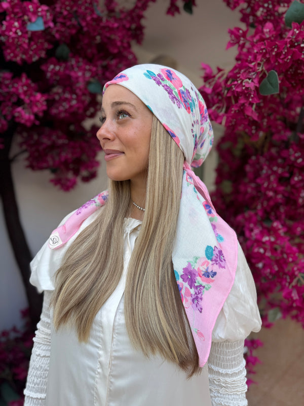 Blush Multi Floral Collection Square Head Scarf