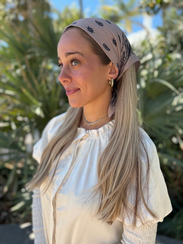 Paisley Taupe Bandana