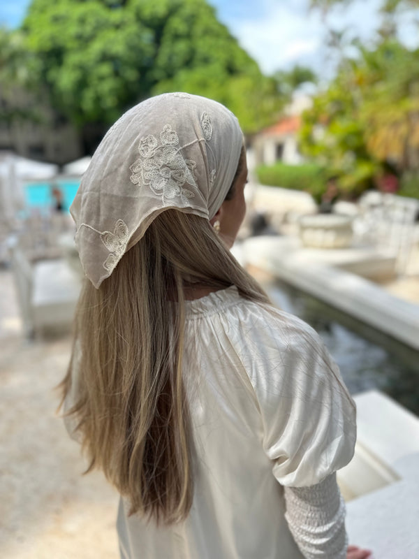 Embroiderey Floral Cotton Viscose Bandanas