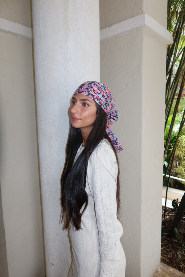 Ditsy Noir Square Head Scarf