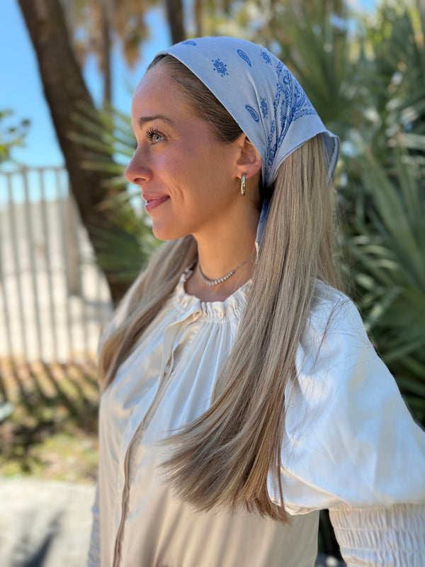 Paisley Sky Blue Bandana