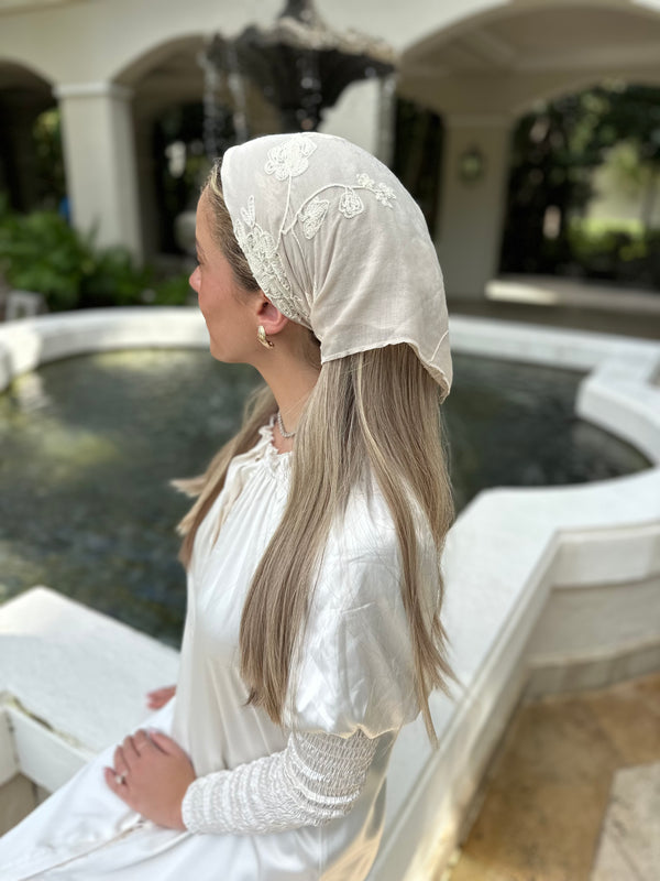 Embroiderey Floral Cotton Viscose Bandanas