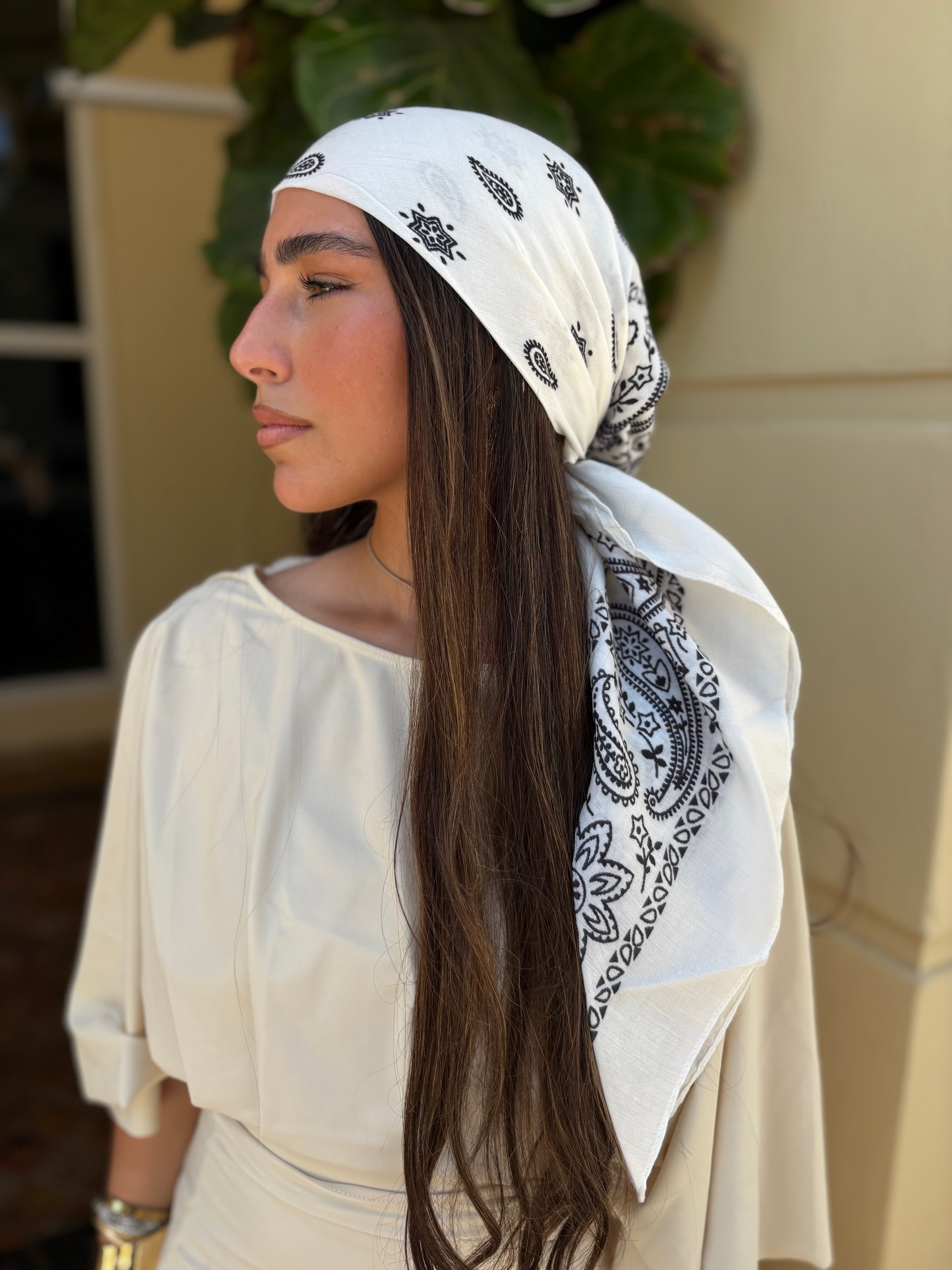 Paisley White Square Head Scarf – Scarf Bar