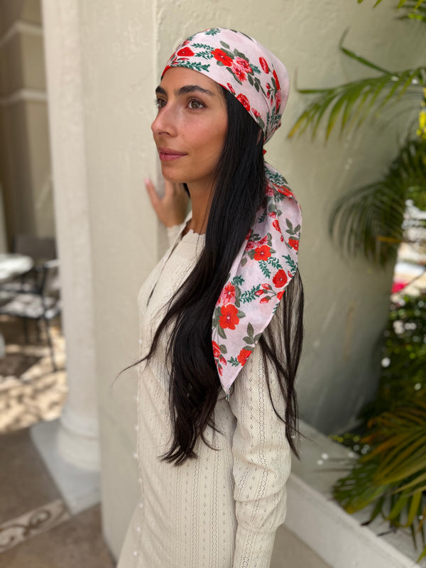 Scarlet Garden Square Head Scarf