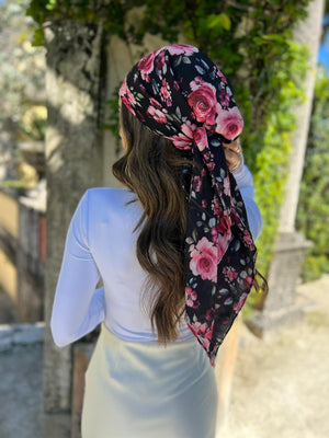 Rose Thorn Garden Square Head Scarf